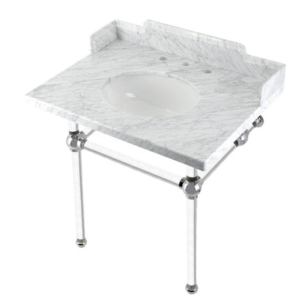 Kingston Brass 30 Carrara Marble Console Sink with Acrylic Legs, Marble WhitePolished Chrome LMS3030MA1